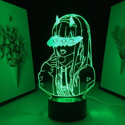 Anime Darling In The Franxx 3D Lamp Zero Two Figure Nightlight for Kids Bedroom Decor Child Girls Light Manga Gift Night Light