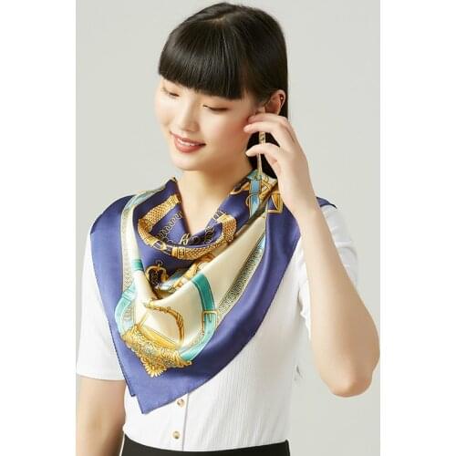 Chinese Hand Embassy Mulberry Silk Large Square Scarf Silk Scarf Womens Printed Silk Kerchief Gift