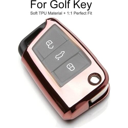 6 Colors TPU Car Key Cover Case For VW Golf 4 5 6 7 GTI MK7 MK6 Plus Polo 6 R Passat t5 Eos Caddy Key Chain Ring Shell Styling