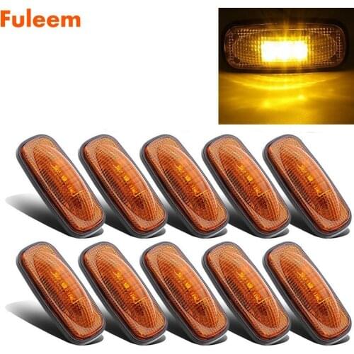 Fuleem 10 Pcs 3.4inch Clearance Amber 3 LED Motorhome Pickup Turn Signal Fender Tail Light Waterproof 12V