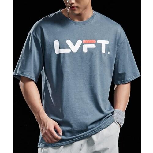 Summer Cotton Mens T-shirts Loose Letters Print Men Clothing Casual Large Size Short Sleeve T Shirt Tee Shirt Oversize