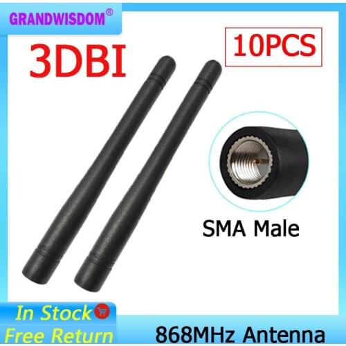 10pcs 868MHz 915MHz Antenna 3dbi SMA Male Connector GSM 915 MHz 868 MHz antena antenne +21cm RP-SMA/u.FL Pigtail Cable