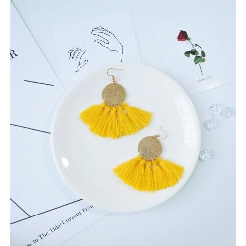 HC 2020 New Fashion Round Drop Big Statement Earrings Vintage Jewelry Women Fringed Tassel Earrings Bohemian Party Accessories W