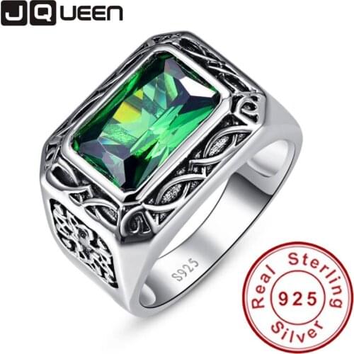 Size 6-14 Emerald Cut Carving Flower Rings Unisex Couple Rings Real Silver Vintage Rings Sterling Silver 925 for Women & Men