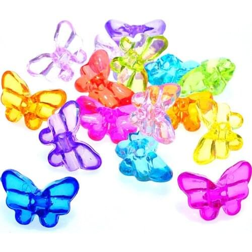 Colorful Transparent Style Acrylic Butterfly Jewelry Beads DIY Ornament Garment Accessory Plastic Necklace Beads 25*17mm 280pcs