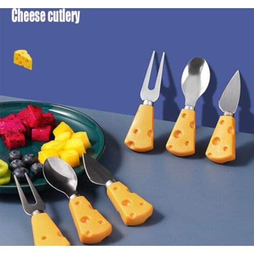 Cheese Baby Tableware Set Children Utensil Stainless Steel Toddler Dinnerware Cutlery Infant Food Feeding Spoon Fork Shovel