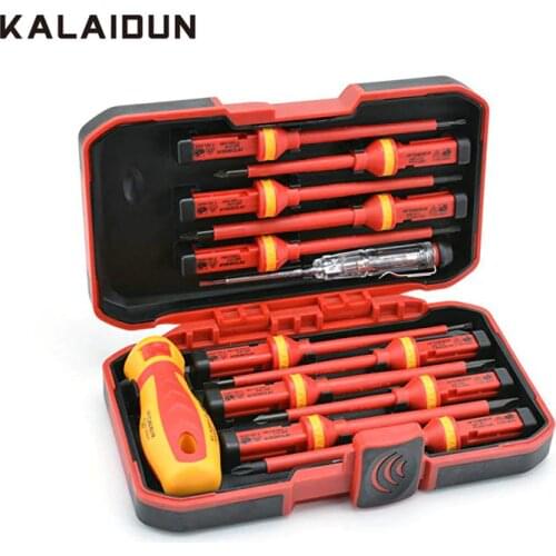 KALAIDUN Insulated Screwdrivers Set + Magnetic Slotted Phillips Torx Bit Changeable Magnetic 13pcs Screwdriver CR-V High Voltage