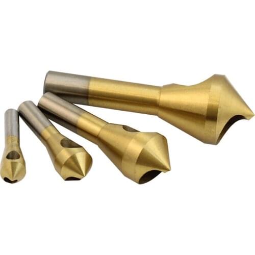 4pcs HSS Titanize 90 Degree Crosshole Countersink Deburring Chamfer Drill Bit Set Tool