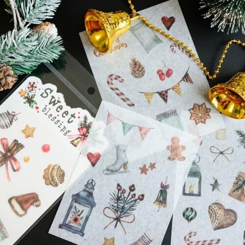 4 Pcs Kawaii Merry Christmas Decorative Washi Stickers Scrapbooking Stick Label Diy Diary Album Stationery Sticker Accessories