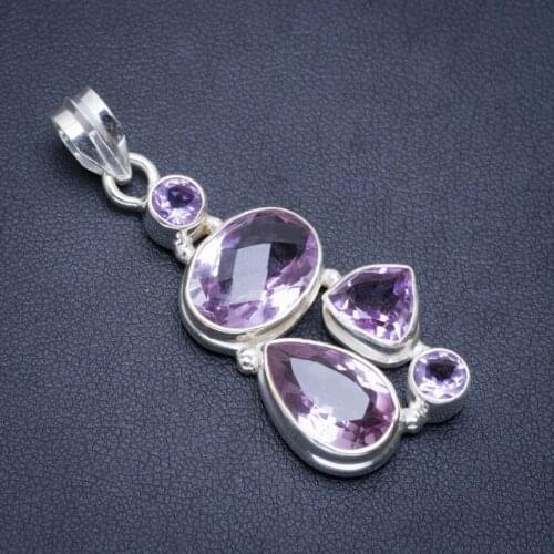 Natural Amethyst Handmade Unique 925 Sterling Silver Pendant 2" A1720