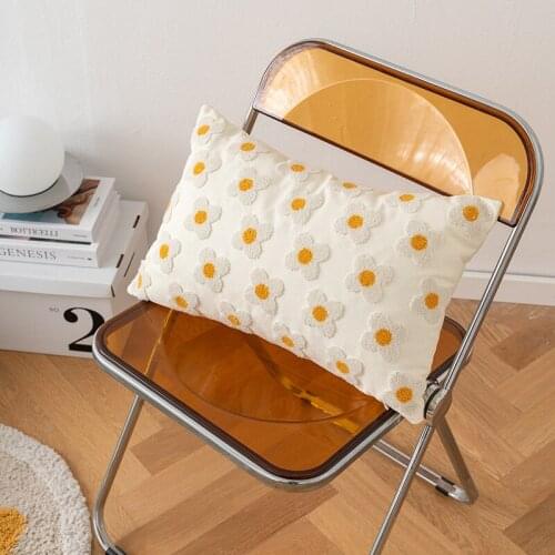Cushion Cover Decorative Pillow Case Modern Simple Fresh Little Daisy Tufting Embroidery Sofa Chair Bedding Coussin Pillow Cover