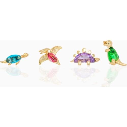 2021 New Arrival Fashion Brand Jewelry 1pcs Crystal Dinosaur Stud Earrings for Women Delicate Zirconia Gift Earrings