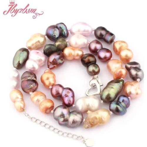 8x12-10x18mm Peanut Multicolor Freshwater Pearl Necklace Multicolor Natural Freshwater Pearl Necklace Jewelry for Women 17"