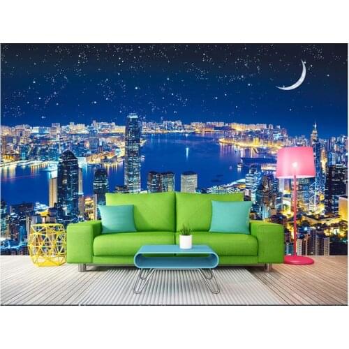 Custom photo 3d wallpaper Hong Kong Victoria Starry Night background home decor living room wallpaper for walls 3 d