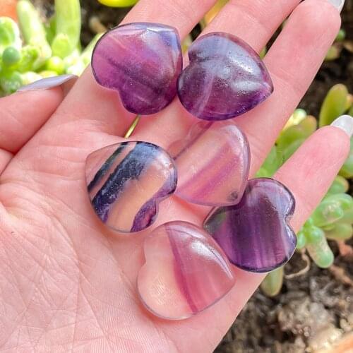 Natural Rainbow Fluorite Crystal Love Heart Quartz Crystal Healing