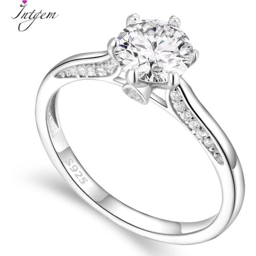 Luxury Round 1ct Moissanite 925 Sterling Silver White Gold Jewelry Halo Wedding Diamond Ring Engagement Ring for Women Wholesale