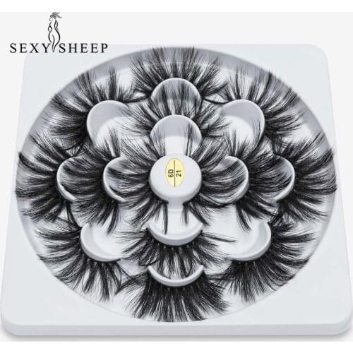 SEXYSHEEP 7pairs 22-25mm 5D Faux Mink Eyelashes Fake Lashes Long Makeup Mink Lashes Eyelash Extension False Eyelashes maquiagem