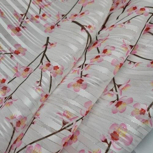 Metallic Print Fabric Chiffon Lovely Craft Scarf Tilda Ribbon Dropping Glossy DIY Sewing Fabric