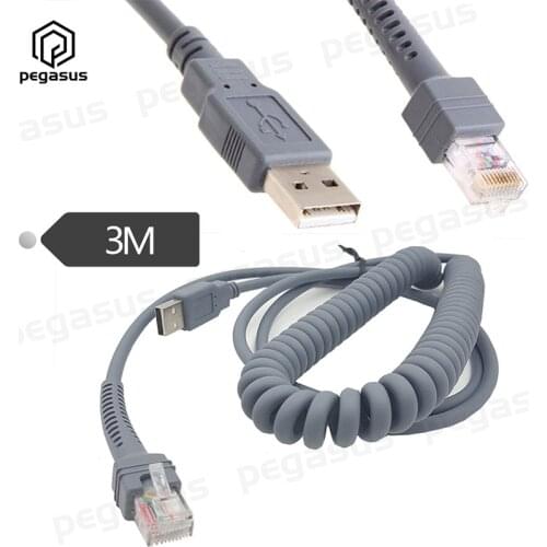 Scanner Spring Retractable USB Data Cable For Motorola Symbol LS2208 LS1203 LS4208 LS4278 DS6707 DS6708