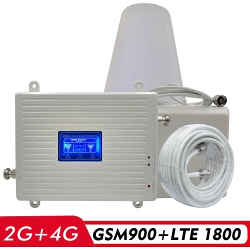 65dB Gain 2G 3G 4G Dual Band Booster GSM 900+DCS/LTE 1800 FDD LTE 1800MHz Cell Phone Signal Repeater Cellular Amplifier Full Set