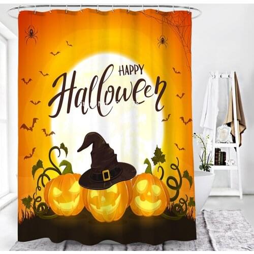 Halloween Christmas Series Pattern Waterproof and Mildewproof Washable Shower Curtain with Hook Holiday Bathroom Decoration