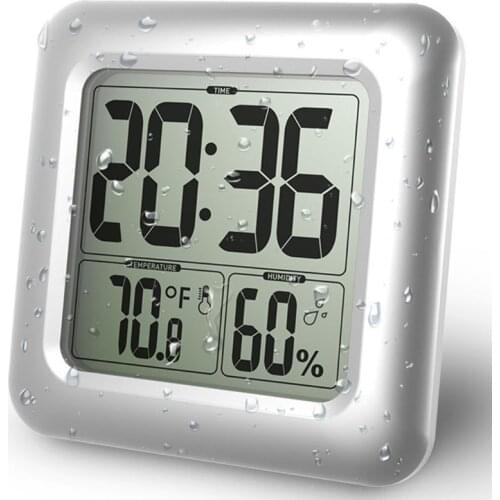 Waterproof Digital Bathroom Shower Wall Clock Thermometer Humidity Time Display G32A