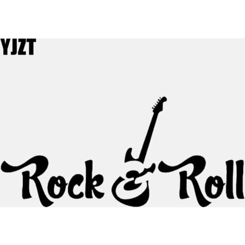 YJZT 12.8CM*5.8CM Rock n Roll Guitar Music Studio Cool Vinly Black/Silver Car Sticker C22-0608