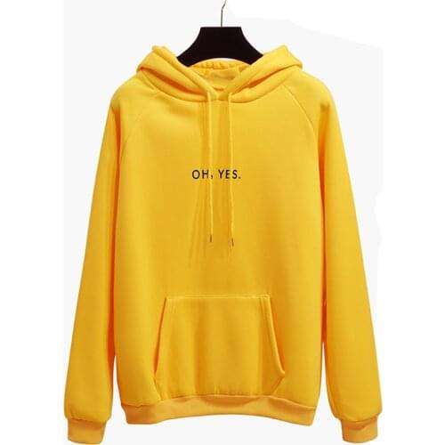 Oh Yes Letter Harajuku Casual Coat Two Layers Hat 2018 Winter Fleece Pink Pullover Thick Loose Women Hoodies Sweatshirt Female