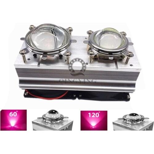 1pcs 100W 200W High Power LED Heatsink cooling with fans 44mm Lens 60/120degree +Reflector Bracket