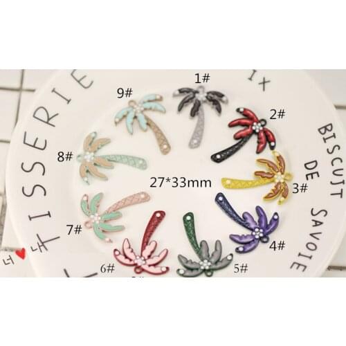 10PCS Enjoy life Classic coconut tree Spray paint Pendants For Bracelet Earring Phone Accessories High Quality Jewelry DIY Charm