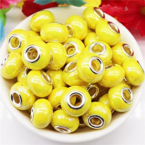 10Pcs DIY Acrylic Resin Color Murano Charms Large Hole Spacer Beads Fit Pandora Bracelet Bangle Snake Chain Jewelry Hair Beads