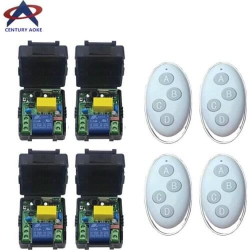 2017 new products 220 v 1 ch wireless remote control switch 4*receiver +4* transmitter relay remote controller