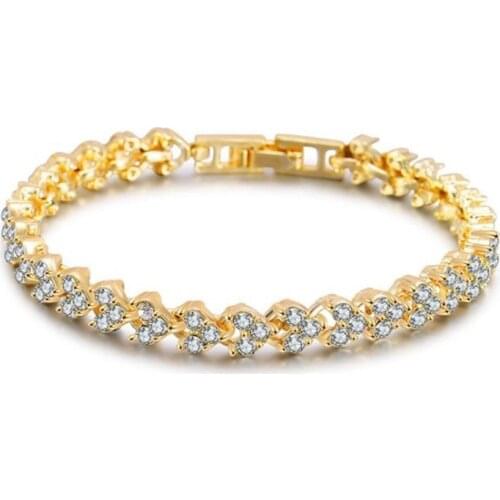 2021 Summer New Products Austrian Rhinestone Crystal Zircon Roman Bracelet for Women Simple Light Luxury Full Rhinestone Women