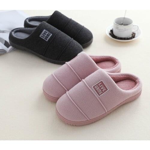 2021 Female Fashion Cotton Slippers Furry Slides For Women Winter Lovers Home Indoor Antiskid Mens Knitting Warm Plush Slippers