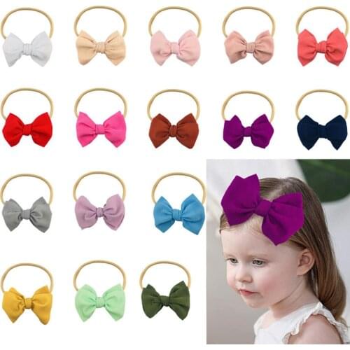 24Pcs Baby Girls 6 Inchs Large Waffle Fabric Hair Bows Headbands Hand Tied Hairband Headwear For Infants Newborn Toddler