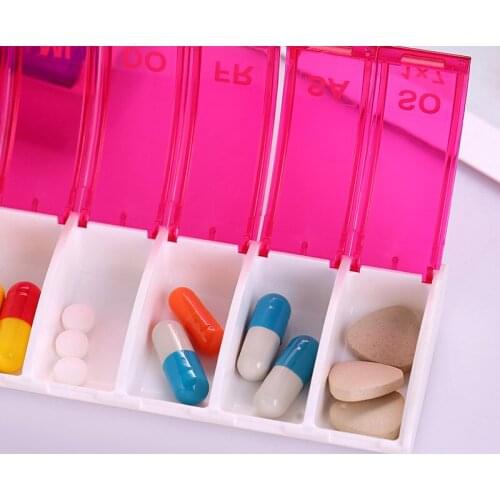 7 Days Weekly Pill Organizer Tablet Pill Storage Box Plastic Medicine Box Splitters AC889