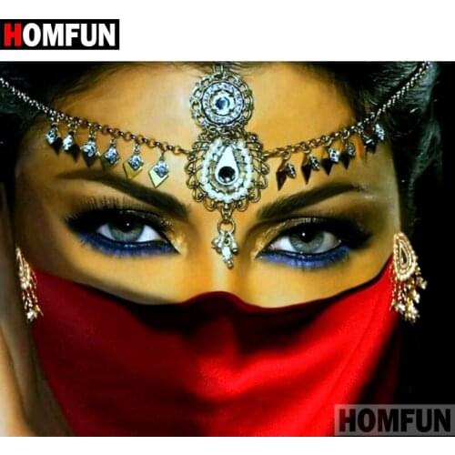 HOMFUN 5D DIY Diamond Painting Full Square/Round Drill "Indian bride" Embroidery Cross Stitch gift Home Decor Gift A09319