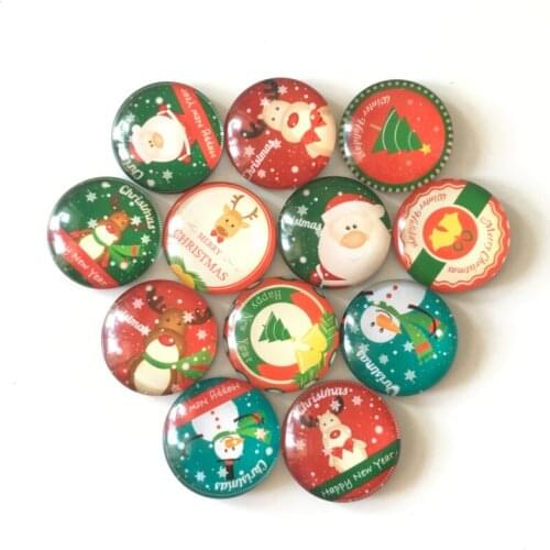 Free shipping (12pcs/lot) Dia.3cm Cute Santa/Snowman Fridge magnet Cartoon Xmax Message sticker Christmas Decoration