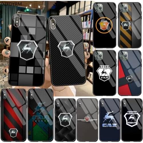 Car brand GAZ logo Soft Phone Cover Tempered Glass For iPhone 11 Pro XR XS MAX 8 X 7 6S 6 Plus SE 2020 case