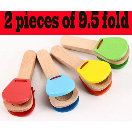Wooden Percussion Handle Clapping Castanets Board For Baby Musical Instrument Preschool Early Educational Toys For Children
