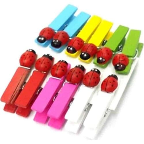 12'li Ladybug Wooden Clothespins 3.5cm (12'li Set-10 Pack)