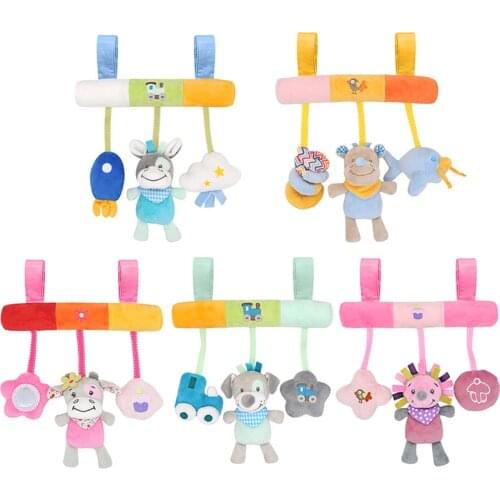 Baby toys Animal Baby Stroller Toys Sofy Baby Bed Car bells Plush Baby Toys 0-12 Months Ring paper BB device Appease Rattles