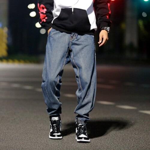 Jeans Men 2020 New Korean version of the foot of the Harlan jeans tide boy Loose Skateboard pants Dark blue jeans