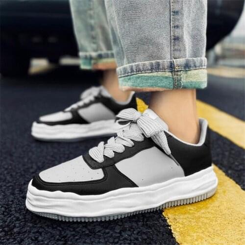 Dissolving Classic Skateboard Shoes Men PU Leather White Sneakers Breathable Male Casual Sport Shoes Platform Trainers
