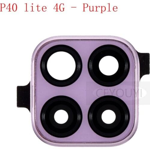 For Huawei P40 lite Back Camera Lens Ring Cover with Glass Lens - Dark Green/Purple