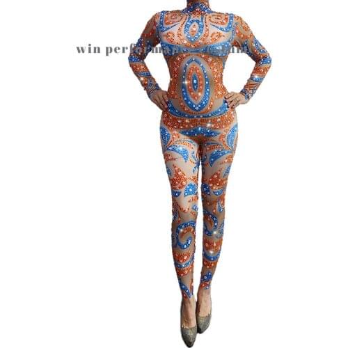 2021New Arrival Famous Jumpsuits Zentai Skinny Birthday Party Pole Dancing turtle Neck Long Sleeve Sexy Slim Bodycon Rompers