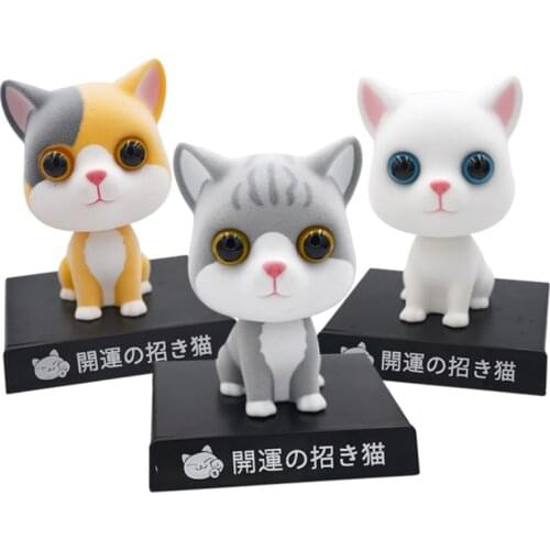 11cm Flocked cat shakes head doll car accessories mobile phone bracket high grade lovely desktop accessories car decoration gift