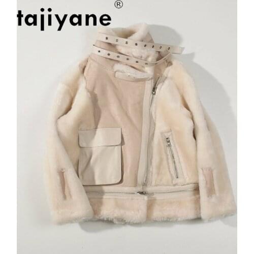 Genuine Jackets Leather Womens Winter Sheepskin Coat Woman Real Wool Fur Coats Female Jacket Mujer Chaqueta TN223