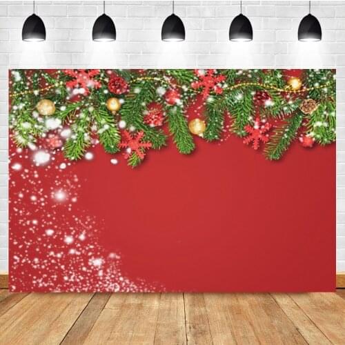 Laeacco Christmas Snowflake Ball Tree Branch Room Decoration Birthday Red Backdrop Photographic Photo Background For Photo Stud