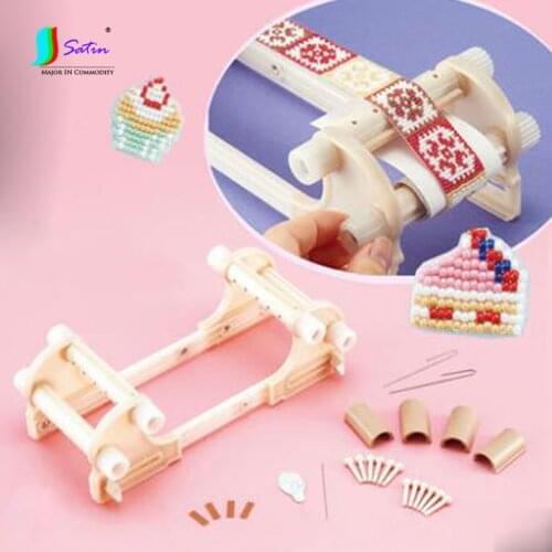 Small Home Adjustable Efficient Plastic Beaded Loom DIY Homemade Bracelet Necklace Earring Weaving Knitting Beaded Loom Machine